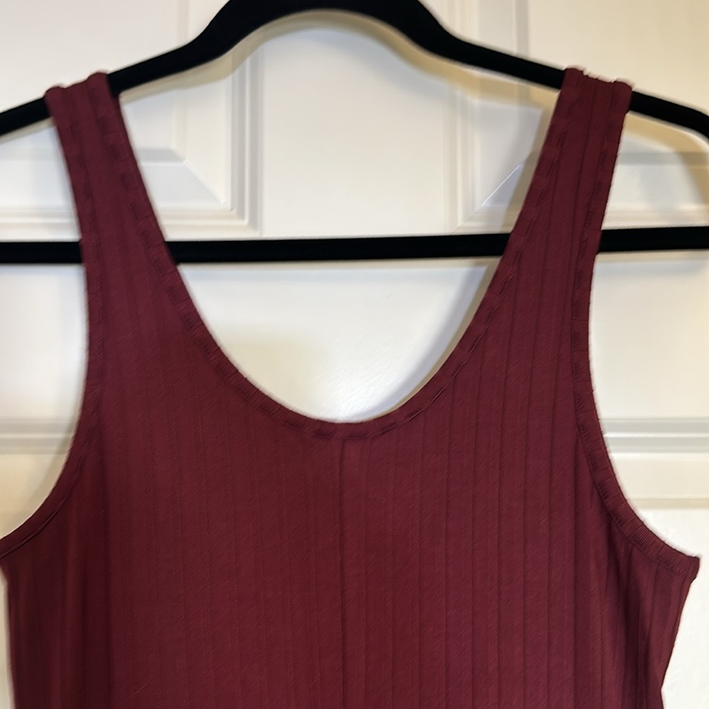 NWT H&M RIBBED TANK MIDI DRESS - BURGUNDY - Picture 5 of 7